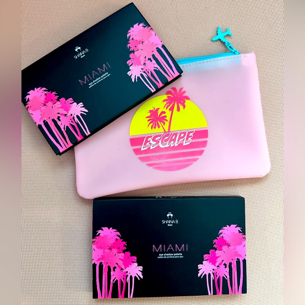 Shaina B Miami Eye Shadow Palette with waterproof pouch. NIB